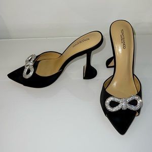 Tony Bianco - Montana mule in black satin size 7.5w WORN ONCE!